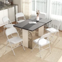 HOMCOM Conjunto de 6 cadeiras dobráveis cadeiras de sala de jantar portáteis estrutura em aço 45 x 46 x 78 cm branco(m-6)