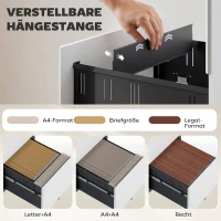 Vinsetto Rollcontainer mit 3 Schubladen mobiler Aktenschrank mit Rollen abschließbar Büroschrank mit Hängeregistratur Stiftfach, Bürocontainer für Büro, Homeoffice, 39 x 48 x 59 cm Weiß(m-5)