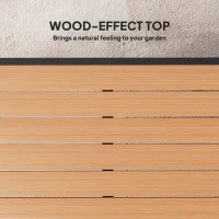 Outsunny 78 cm Garden Dining Table for 4 People, Square Outdoor Coffee End Side Table with Aluminium Legs, Natural Wood Finish(m-4)