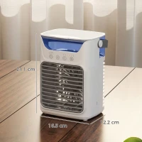 HOMCOM Desk Fan with Adjustable Head, 3-Speed Small Fan with 700ml Water Tank Grey(m-3)
