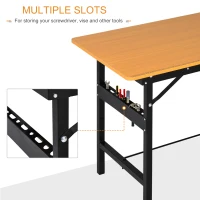 HOMCOM 100 cm Foldable Garage Work Bench, Craft Table MDF Workstation, Heavy-duty Steel Frame with Ruler, Protractor(m-5)