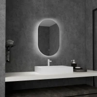 kleankin Miroir ovale mural lumineux LED salle de bain 81 x 51 cm 3 couleurs luminosité réglable interrupteur tactile transparent(m-2)