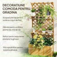 Outsunny Jardinieră cu Spalier pentru Plante Cățărătoare, Orificii de Drenaj și 2 Rafturi, din Lemn de Molid, 76x33x177 cm(m-4)