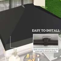 Outsunny gazebo roof replacement UV50+ Waterproof Pop Up Canopy Cover with 8 Drainage Holes 3 x 3 m Black(m-6)