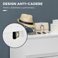 HOMCOM Comodă cu 3 sertare, design modern fără mânere, pentru dormitor și living, 80x39x73 cm, albă(m-6)
