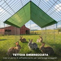PawHut Gabbia per Conigli e Galline da Esterno e Interno con Protezione Parasole e Griglia Metallica, per Animali Piccoli, Anatre, Galline, 180x75x75 cm, Verde(m-6)