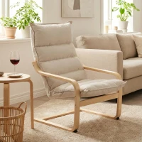 HOMCOM Fauteuil salon fauteuil de loisirs moderne fauteuil chambre avec accoudoirs incurvés, coussins, 67 x 83 x 105 cm, crème(m-11)