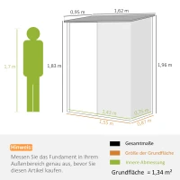 Outsunny Tuinhuisje met Schuurdak Grijs 161,5 cm x 94,5 cm x 196 cm(m-3)