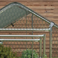 PawHut Galinheiro para Exterior 3x2 m Galinheiro de Aço Galvanizado com Comedouro Suspenso Tipo Espeto Poleiro Anti-UV Prata(m-12)