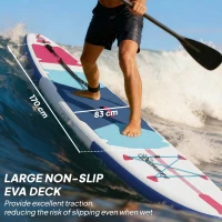 Outsunny Inflatable Stand Up Paddle Board, 305x89x15cm Extra-Wide SUP with Non-Slip EVA Deck, Adj Aluminum Paddle(m-5)
