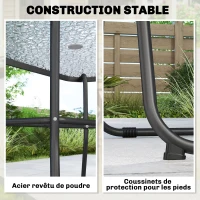 Outsunny Salon de jardin extérieur 8 pièces, table de jardin extérieure 6 chaises Pliantes parasol plateau en Verre Trempé, Gris(m-7)