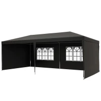 Outsunny Tenda de Jardim 6x3m com 4 Paredes Laterais e 2 Janelas Visíveis Pérgola Gazebo de Exterior para Festas e Eventos Cinzento(m-11)