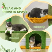 PawHut Floor-to-Ceiling Cat Tree, 230-275cm Height Adjustable Cat Tower, 6-Level Activity Centre for Indoor Cats with Scratching Posts, Condo, Hammock, Play Ball - Green(m-7)