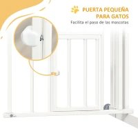 PawHut Barrera de Seguridad para Perros 74-80 cm con Montaje a Presión Doble Bloqueo Extensión para Puerta Escalera Blanco(m-8)