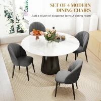 HOMCOM Zestaw 4 krzeseł jadalnianych, krzesła kuchenne w aksamitnym stylu, stalowe nogi, bezramienne, szare(m-4)