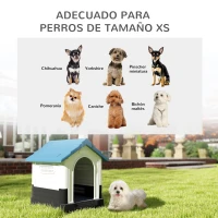 PawHut Caseta para Perros Mini para Exterior de Plástico con 3 Ventanas Base Elevada Techo Inclinado 64,5x57x66 cm Azul(m-4)
