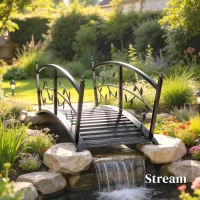 Outsunny 1.2M Metal Garden Bridge with Safety Railings, Outdoor Pond Bridge, Arch Decorative Footbridge for Creek Stream(m-8)