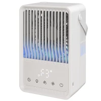 HOMCOM Desk Fan with Humidifier and RGB Light Portable Table Fan with 550ml Water Tank White(m-11)