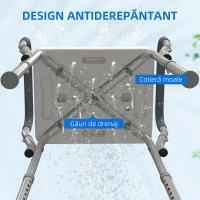 HOMCOM Scaun Reglabil de Duș cu Mânere, Multicolor(m-8)