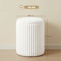 HOMCOM Pouf de rangement avec couvercle réversible, pouf moderne en velours côtelé pour salon et chambre, Blanc(m-3)