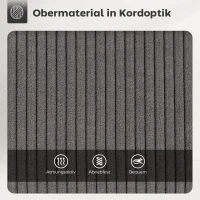 HOMCOM 2er-Set Barstühle mit Cordbezug und Stahlbeinen, Polsterstühle für Kücheninsel, Esszimmer, Grau(m-5)