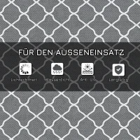 Outsunny Outdoor Teppich robuster Wetterfest Outdoorteppich Carpet mit Netzmuster 182 x 274 cm Grau(m-6)