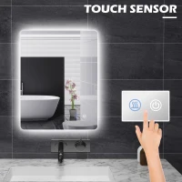 kleankin Lustro LED do łazienki, 3 kolory światła, dotykowy włącznik(m-4)