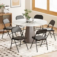 HOMCOM Set de 2 sillas plegables, sillas portátiles de oficina, patas de acero, silla plegable para oficina, recepción, sala de espera, piel sintética, negro(m-2)