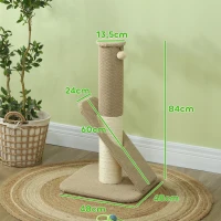PawHut Cat Scratching Post, 84 cm Cat Scratcher Post Pad with Toy Ball, for Indoor Kittens, Light Brown(m-3)