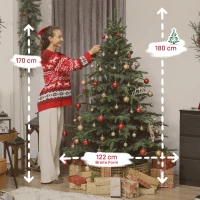 HOMCOM Künstlicher Weihnachtsbaum mit realistischen Zweigen, Kunst-Tannenbaum mit faltbarem Ständer, flammenhemmend, Kunststoff, Metall, Grün(m-3)