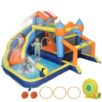 AIYAPLAY Castello gonfiabile 8 in 1 con soffiatore, piscina e scivolo(m-7)