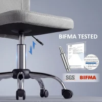 Vinsetto Office Chair, Armless Desk Chair, Adjustable Computer Swivel Chair with Rolling Wheels and Mesh Back for Home Work Study, Grey(m-7)