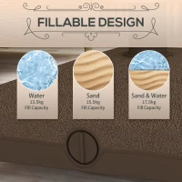 Outsunny Stojak na parasole do 20 kg, wypełniany, kwadratowy stojak z kółkami, dla parasola 22-38 mm, brązowy(m-5)