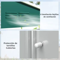 Outsunny Cobertizo de Jardín Exterior 3,6 m² 236x171x191 cm con Puertas Correderas y Ranuras de Ventilación Verde(m-6)