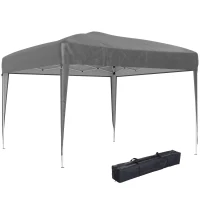 Outsunny Carpa Plegable 3x3 m Pop-up Cenador de Jardín Altura Ajustable con Bolsa de Transporte Anti-UV Impermeable Gris(m-10)