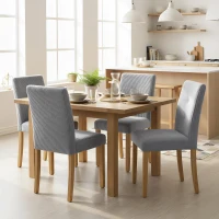 HOMCOM Pack de 4 Sillas de Comedor Respaldo Alto Tapizadas en Pana Asiento Acolchado Patas de Madera para Salón Gris(m-2)