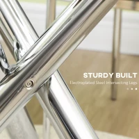 HOMCOM Stół jadalniany, okrągła płyta ze szkła hartowanego, bezramowy design, dla 2-4 osób, nogi ze stali, 80 x 80 x 74 cm(m-6)