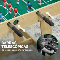 SPORTNOW Futbolín para Niños de Madera Mesa de Futbolín con 2 Marcadores 8 Asas y 22 Jugadores 114x78x88 cm Natural(m-4)