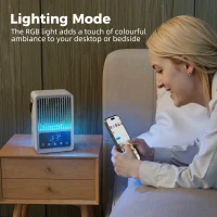 HOMCOM Desk Fan with Humidifier and RGB Light Portable Table Fan with 550ml Water Tank Black(m-7)