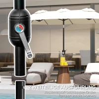 Outsunny Parasol słoneczny, parasol ogrodowy, regulowany, z korbą, z otworami wentylacyjnymi, poliester+stal, kremowy, 295 x 152 cm(m-8)