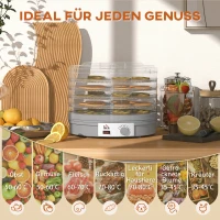 HOMCOM 5-laags voedseldehydrator, 245W droogoven met instelbare temperatuurregeling, Grijs(m-4)