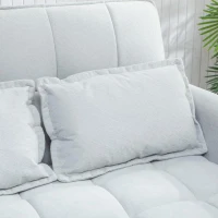 HOMCOM 2 Seater Sofa Bed, 3-in-1 Convertible Sleeper Sofa with Click-clack Adjustable Backrest and 2 Pillows, Light Grey(m-8)