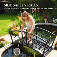 Outsunny 1.2M Metal Garden Bridge with Safety Railings, Outdoor Pond Bridge, Arch Decorative Footbridge for Creek Stream(m-6)