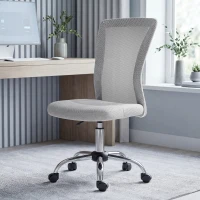 Vinsetto Office Chair, Armless Desk Chair, Adjustable Computer Swivel Chair with Rolling Wheels and Mesh Back for Home Work Study, Grey(m-2)