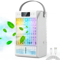 HOMCOM Ventilator de birou cu lumină RGB, nebulizator și umidificator cu 4 viteze, rezervor de apă de 1,5 L, Alb(m-7)