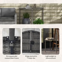 Outsunny Stolik Balkonowy, półokrągły, Polirattan+Metal, 100x50x74 cm, Szary(m-6)