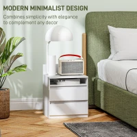 Zestaw 2 nocnych stolików z 2 szufladami, biały(m-4)