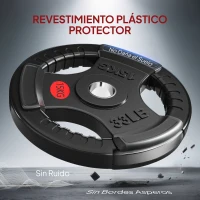 SPORTNOW Discos Pesas Olímpicos Agujero Ø50 mm 2x15 kg con Anillo Interior de Acero Triple Agarre para Mancuernas y Barras Negro(m-6)