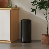 HOMCOM Mülleimer 30L Treteimer Abfalleimer mit Deckel Fußpedal Inneneimer, Soft-Close-Funktion 36 x 30 x 63,5 cm, Schwarz(m-9)