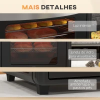 HOMCOM Mini Forno Elétrico 30L 1600W Mini Forno de Convecção com 7 Modos Temporizador e Temperatura Ajustável 43x39x39 cm Preto(m-8)